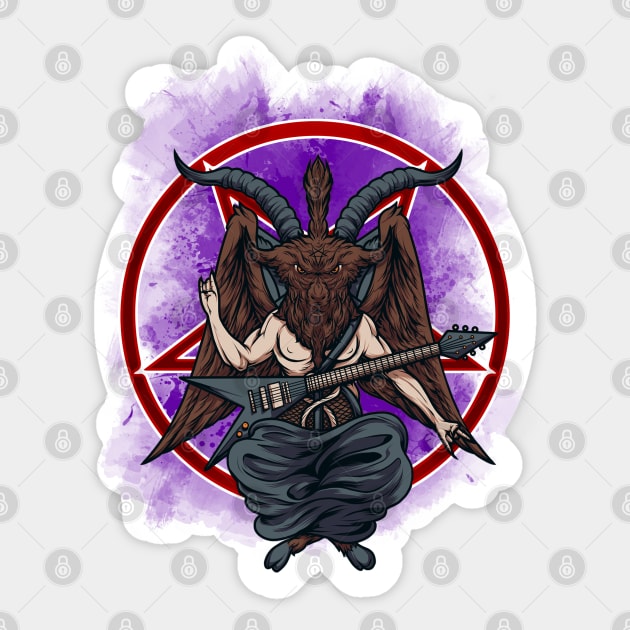 Heavy Metal Sabbatic Goat Flying V Guitar Player | Horns Up Sticker by JakesRWild